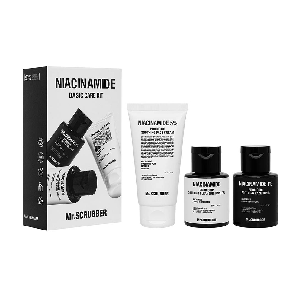 Подарунковий набір Mr.Scrubber Niacinamide Basic Care Kit (гель, 50 мл + тонік, 50 мл + крем, 50 г)